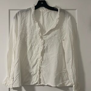 Mango Embroidered Button Down